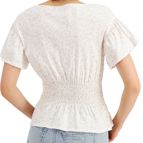 INC International Concepts Cotton animal Print Smock-Waist Top Sz L new - Picture 2 of 11